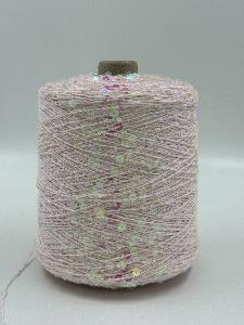 Пряжа Королевские пайетки Shine Pail, хлопок, цвет нежно-розовый с прозрачными пайетками